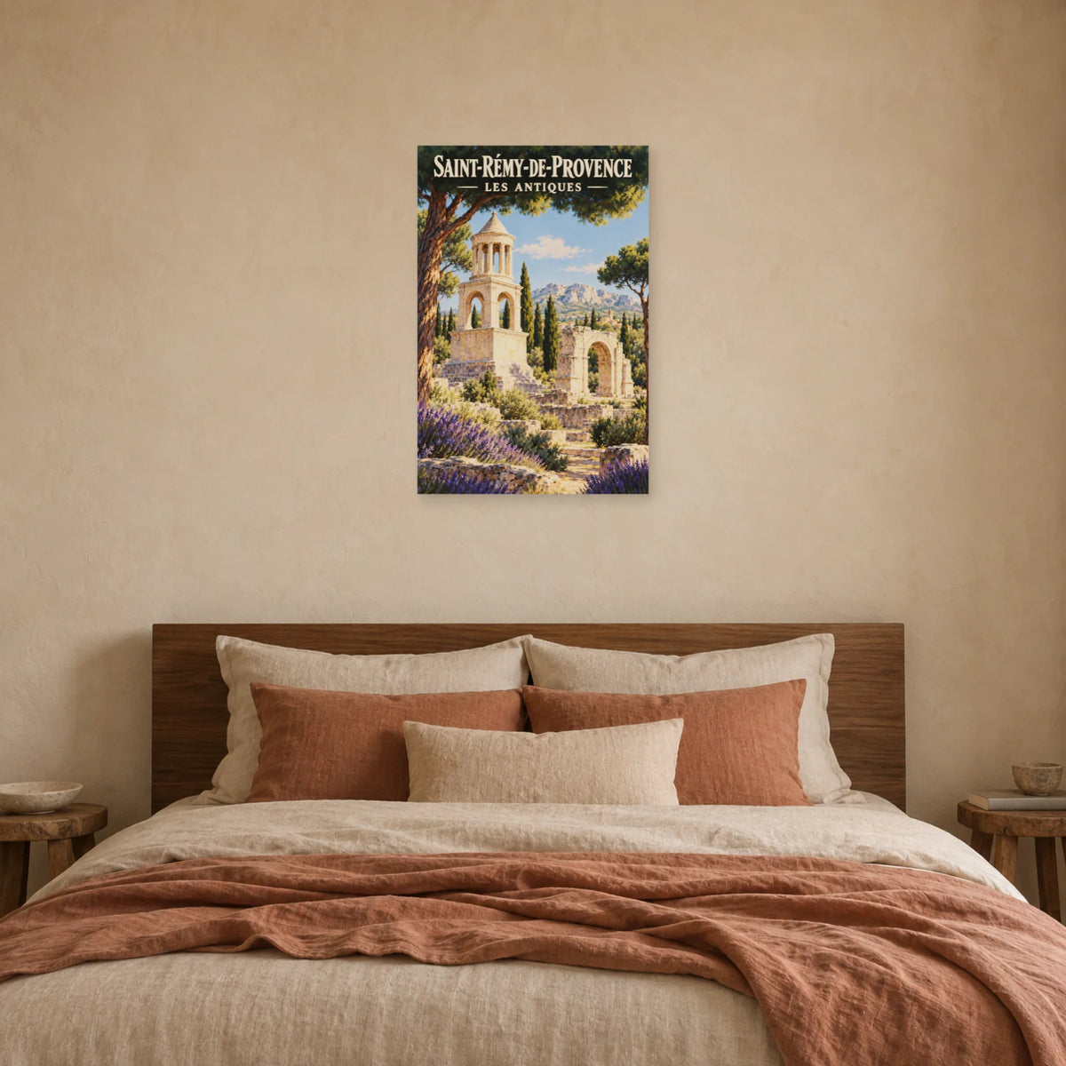 Affiche Saint-Rémy-de-Provence Les Antiques dans une chambre - Art Virtuoso