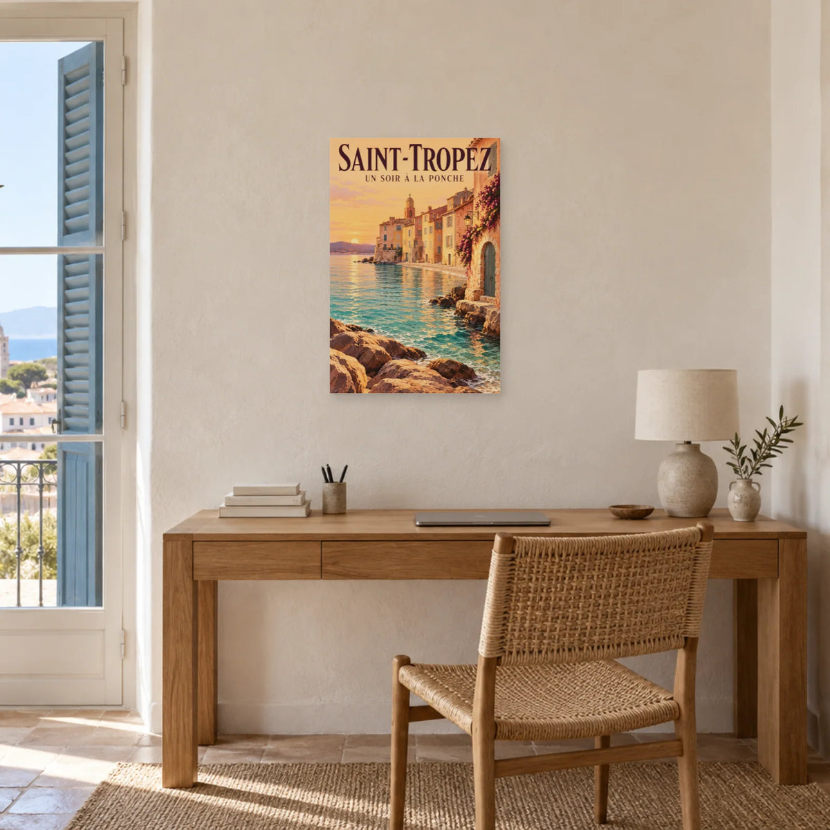 Affiche Saint-Tropez - Un soir à la Ponche dans un bureau - Art Virtuoso