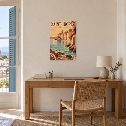 Affiche Saint-Tropez - Un soir à la Ponche dans un bureau - Art Virtuoso