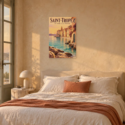Affiche Saint-Tropez - Un soir à la Ponche dans une chambre - Art Virtuoso