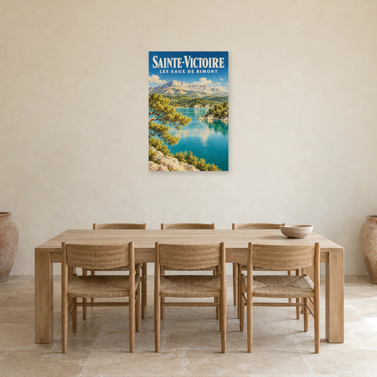 Affiche Sainte-Victoire Eaux de Bimont dans une salle à manger - Art Virtuoso