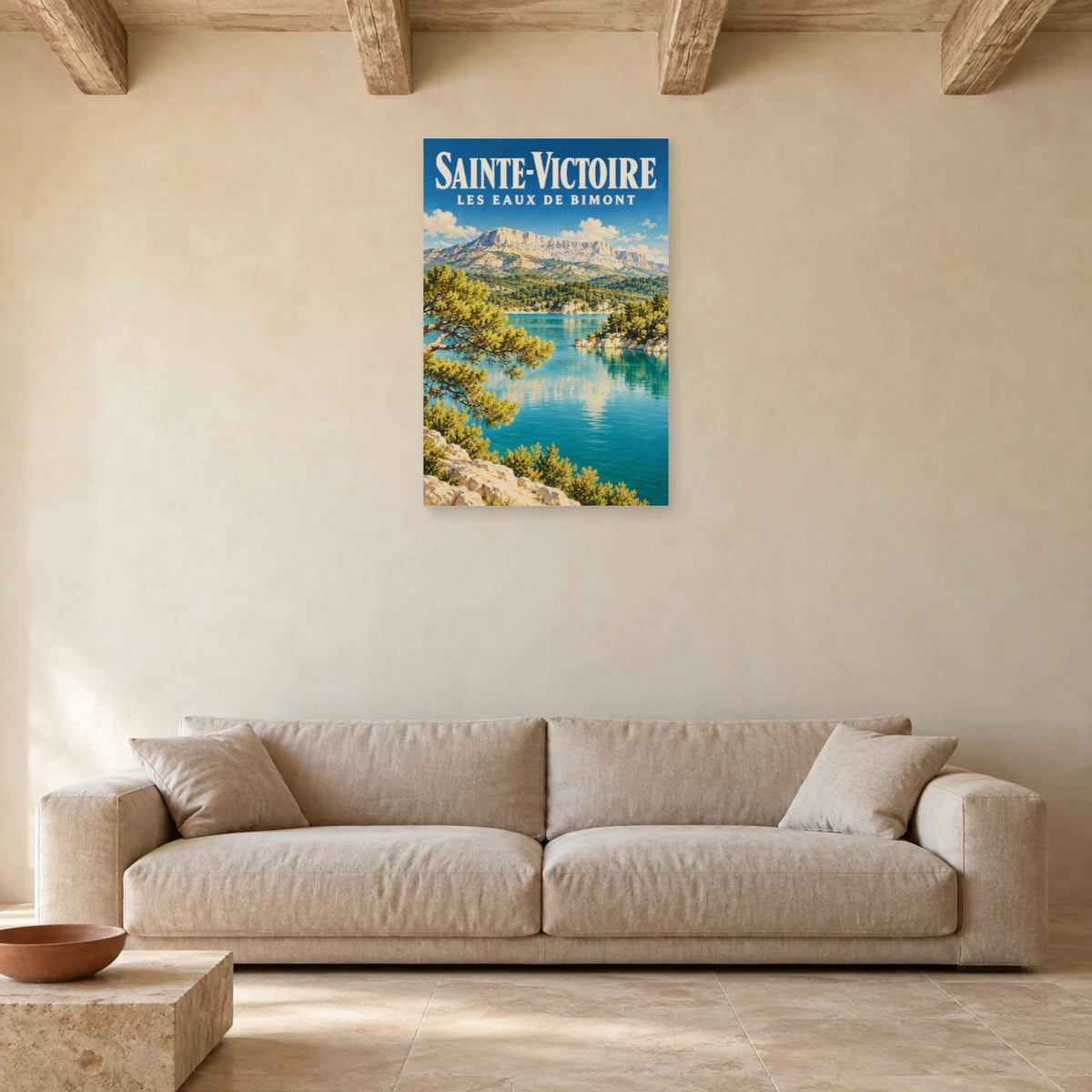 Affiche Sainte-Victoire Eaux de Bimont dans un salon - Art Virtuoso