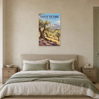 Affiche Sainte-Victoire Oliveraie provençale dans une chambre - Art Virtuoso