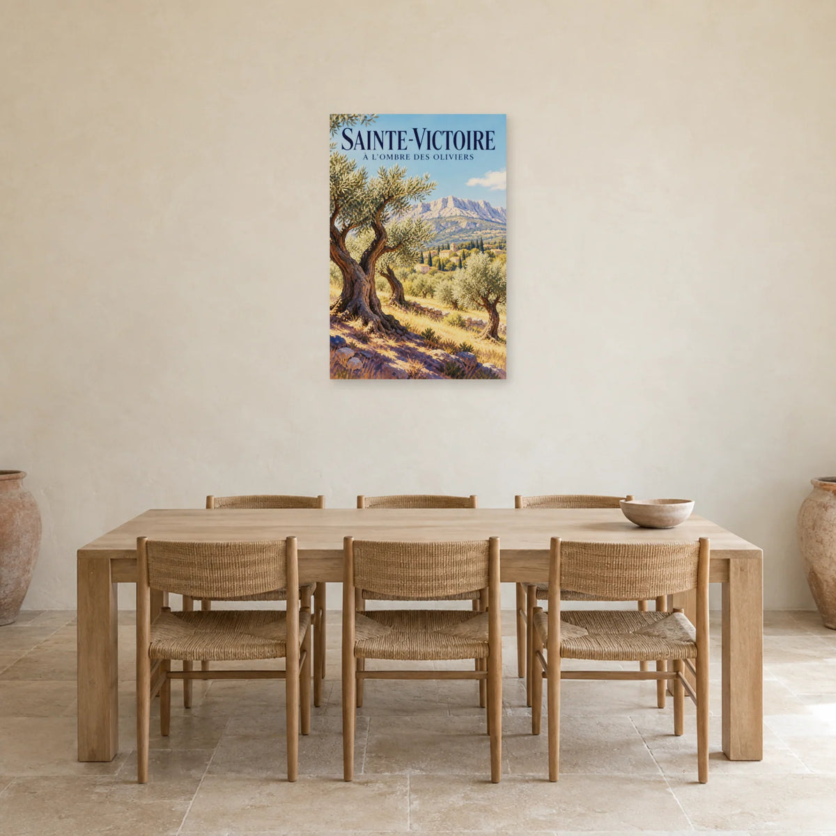 Affiche Sainte-Victoire Oliveraie provençale dans une salle à manger - Art Virtuoso