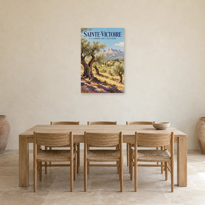 Affiche Sainte-Victoire Oliveraie provençale dans une salle à manger - Art Virtuoso