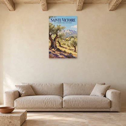 Affiche Sainte-Victoire Oliveraie provençale dans un salon - Art Virtuoso