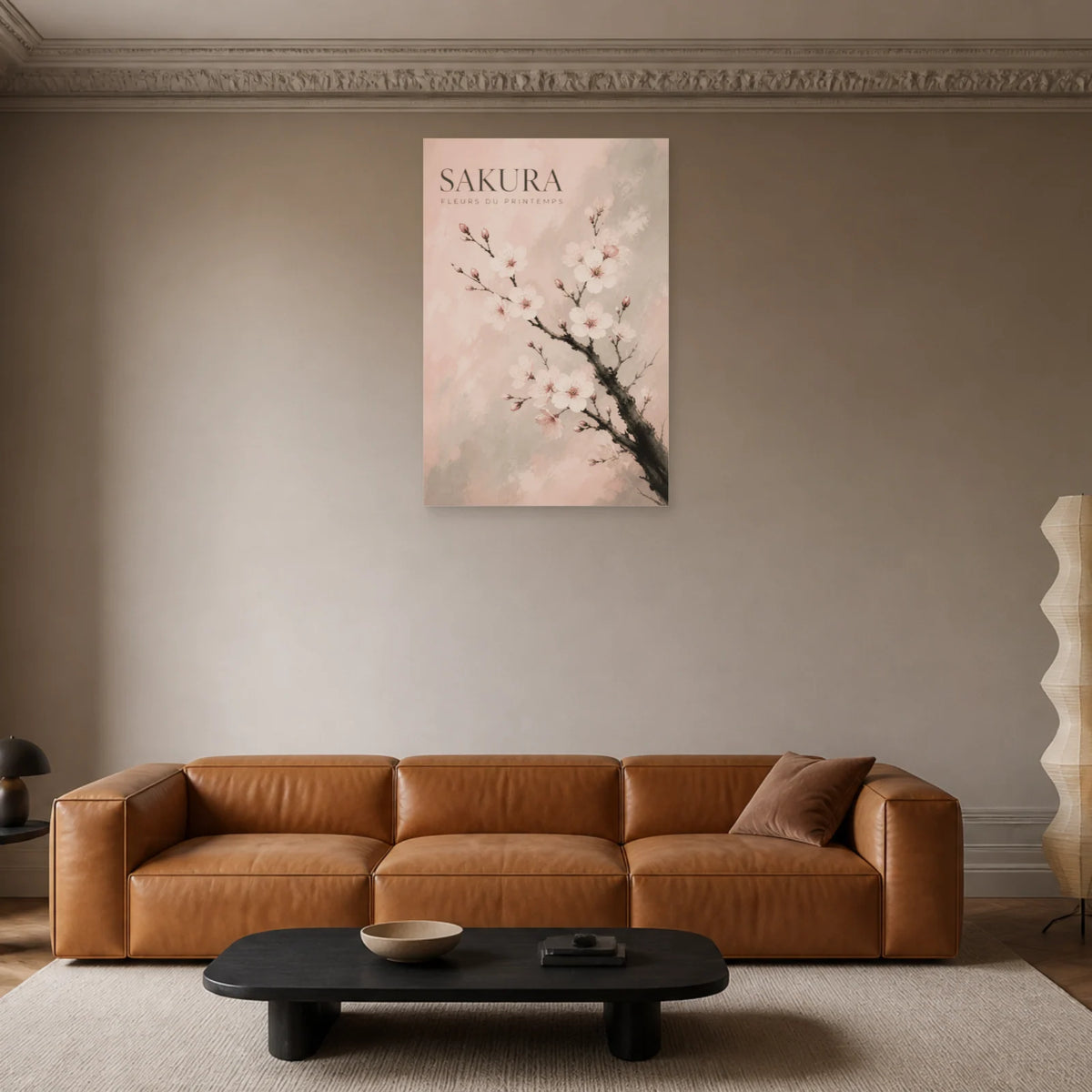 Affiche Sakura – Fleurs du Printemps dans un salon - Art Virtuoso