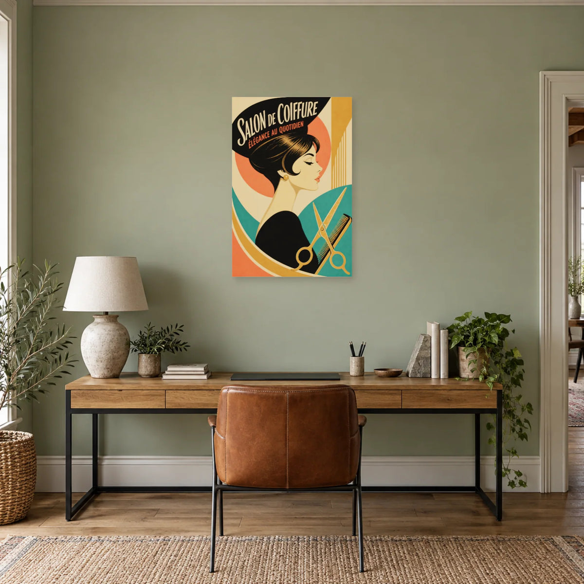 Affiche Salon de Coiffure – Élégance au Quotidien dans un bureau - Art Virtuoso