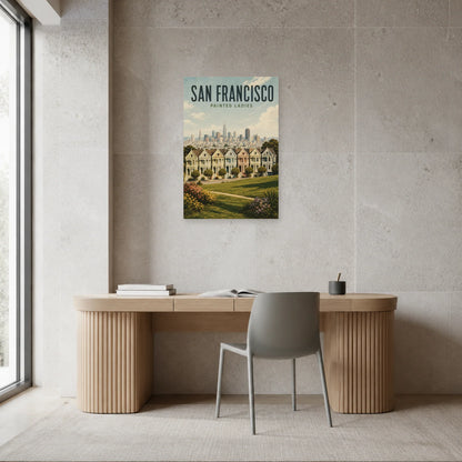 Affiche San Francisco – Painted Ladies dans un bureau - Art Virtuoso