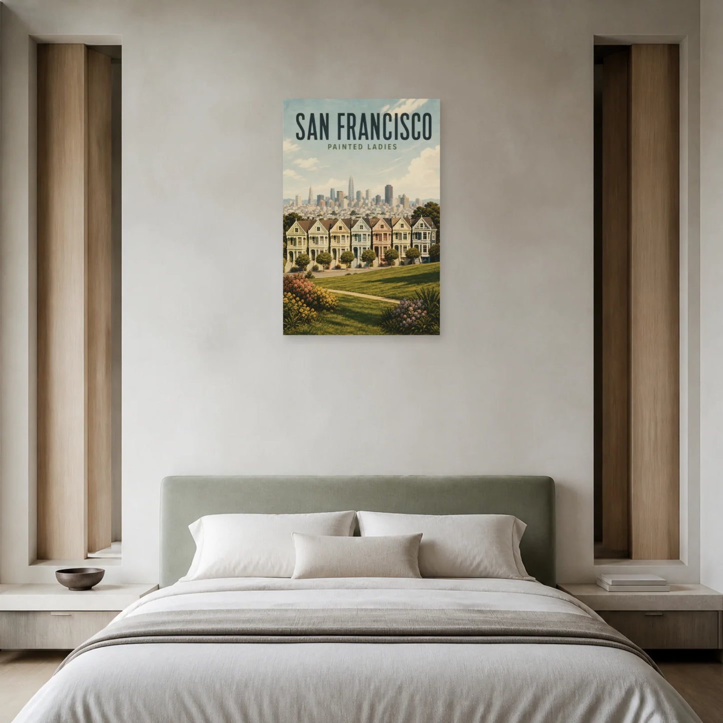 Affiche San Francisco – Painted Ladies dans une chambre - Art Virtuoso