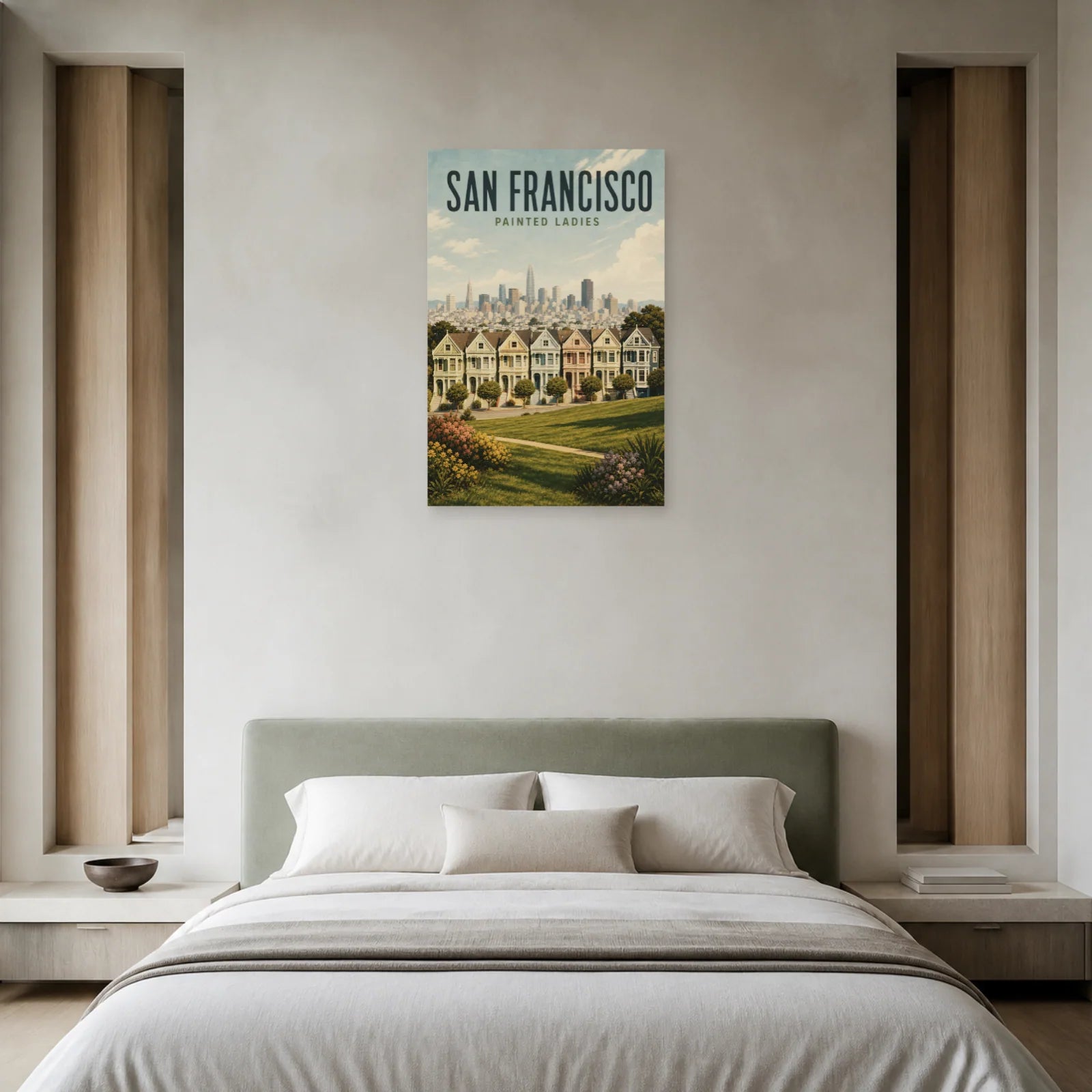 Affiche San Francisco – Painted Ladies dans une chambre - Art Virtuoso