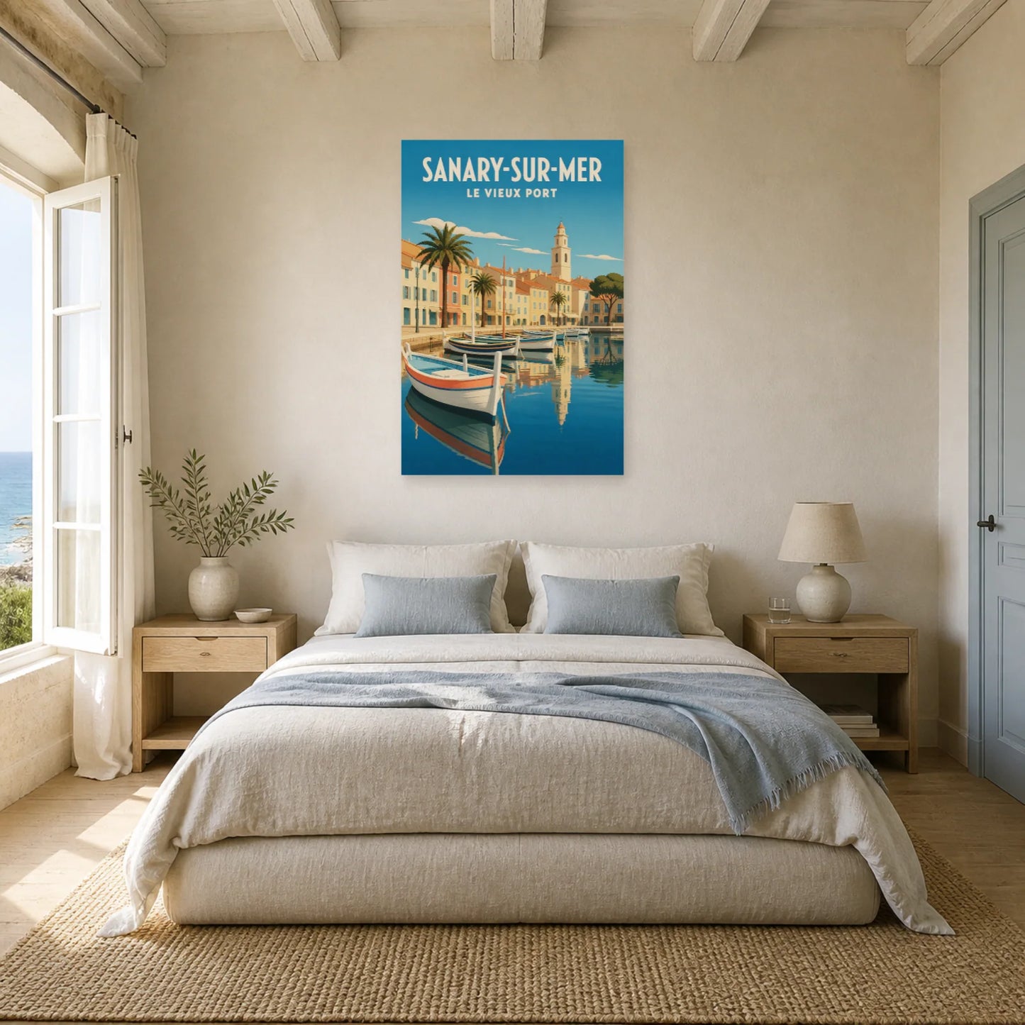 Affiche Sanary-sur-Mer – Le Vieux Port dans une chambre - Art Virtuoso