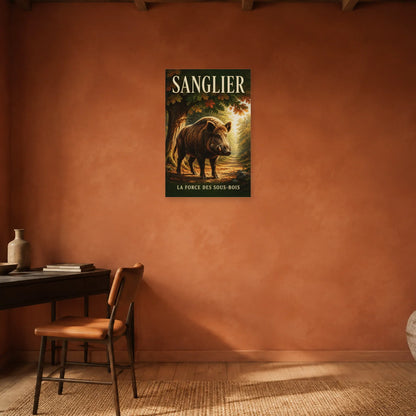 Affiche Sanglier, la force des sous-bois dans un bureau - Art Virtuoso
