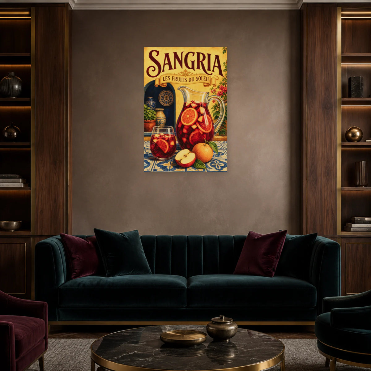 Affiche Sangria, les fruits du soleil dans un salon - Art Virtuoso