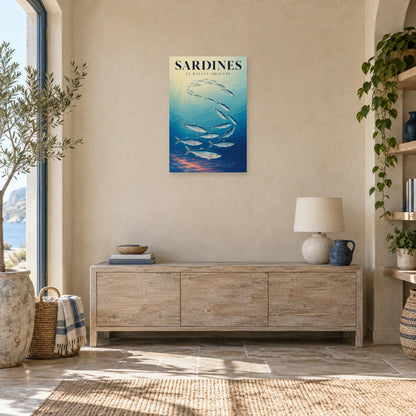 Affiche Sardines - Le ballet argenté dans une entrée ou un couloir - Art Virtuoso