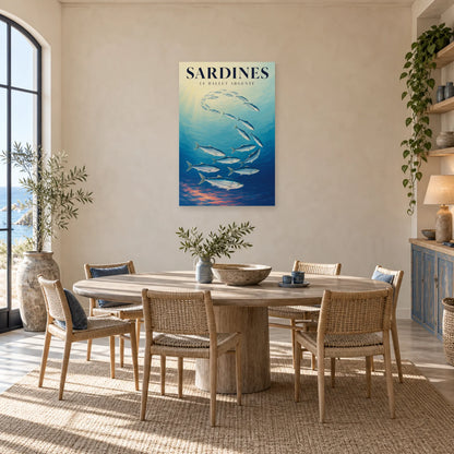 Affiche Sardines - Le ballet argenté dans une salle à manger - Art Virtuoso