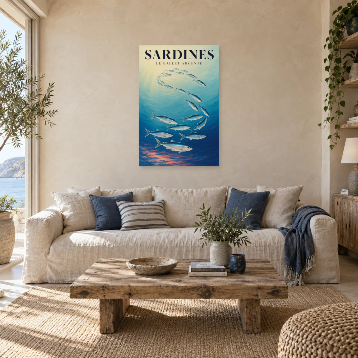 Affiche Sardines - Le ballet argenté dans un salon - Art Virtuoso