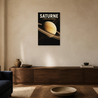 Affiche Saturne – La Géante aux Anneaux dans un salon - Art Virtuoso