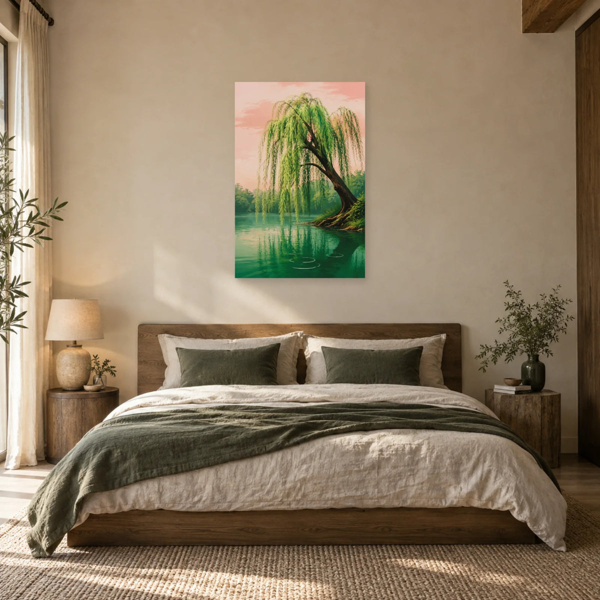 Affiche Saule pleureur – Étang vert dans une chambre - Art Virtuoso