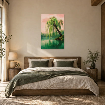 Affiche Saule pleureur – Étang vert dans une chambre - Art Virtuoso