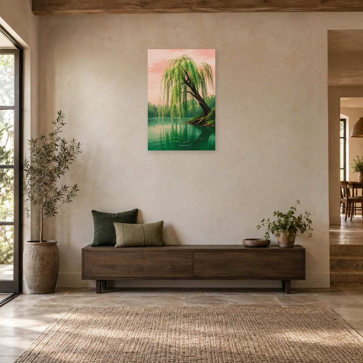Affiche Saule pleureur – Étang vert dans une entrée ou un couloir - Art Virtuoso
