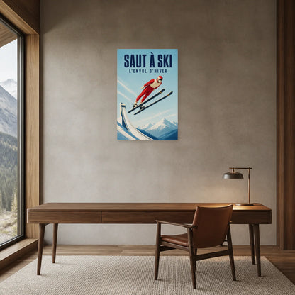 Affiche Saut à ski – L’envol d’hiver dans un bureau - Art Virtuoso