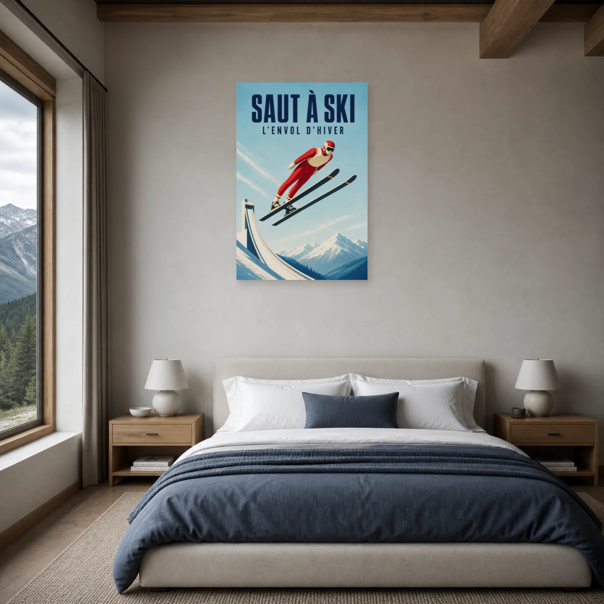 Affiche Saut à ski – L’envol d’hiver dans une chambre - Art Virtuoso