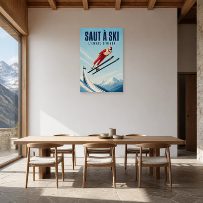 Affiche Saut à ski – L’envol d’hiver dans une salle à manger - Art Virtuoso