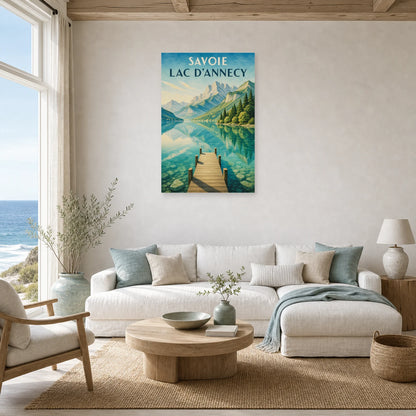 Affiche Savoie – Lac d’Annecy dans un salon - Art Virtuoso
