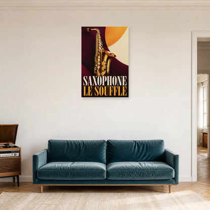 Affiche Saxophone – Le souffle dans un salon - Art Virtuoso