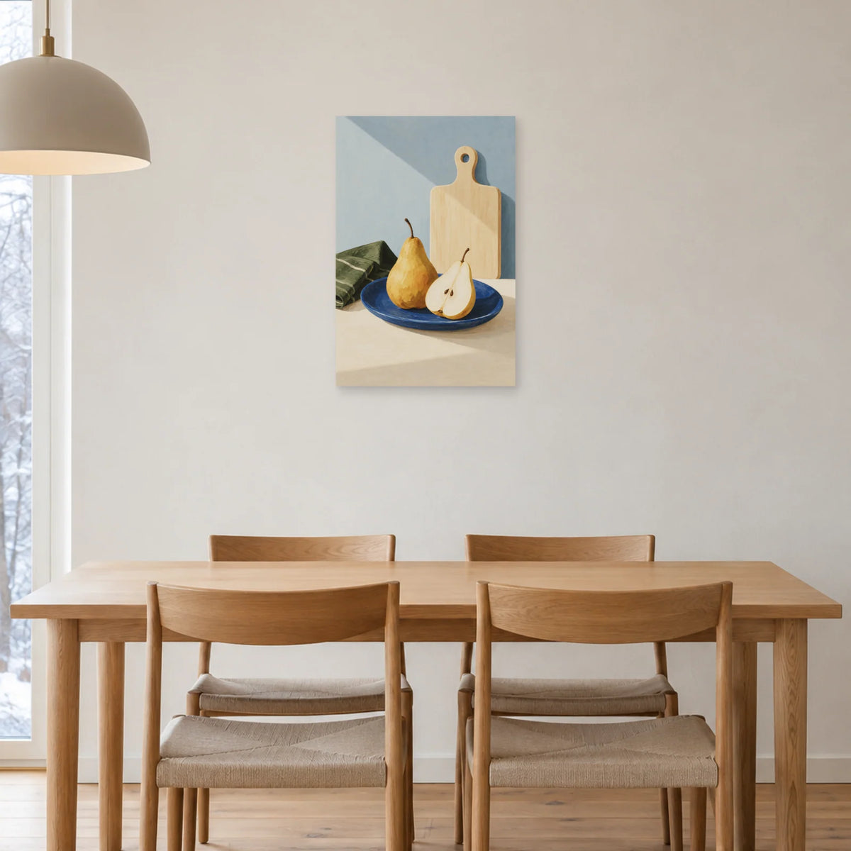 Affiche scandinave Cuisine à la poire et à la planche dans une salle à manger - Art Virtuoso