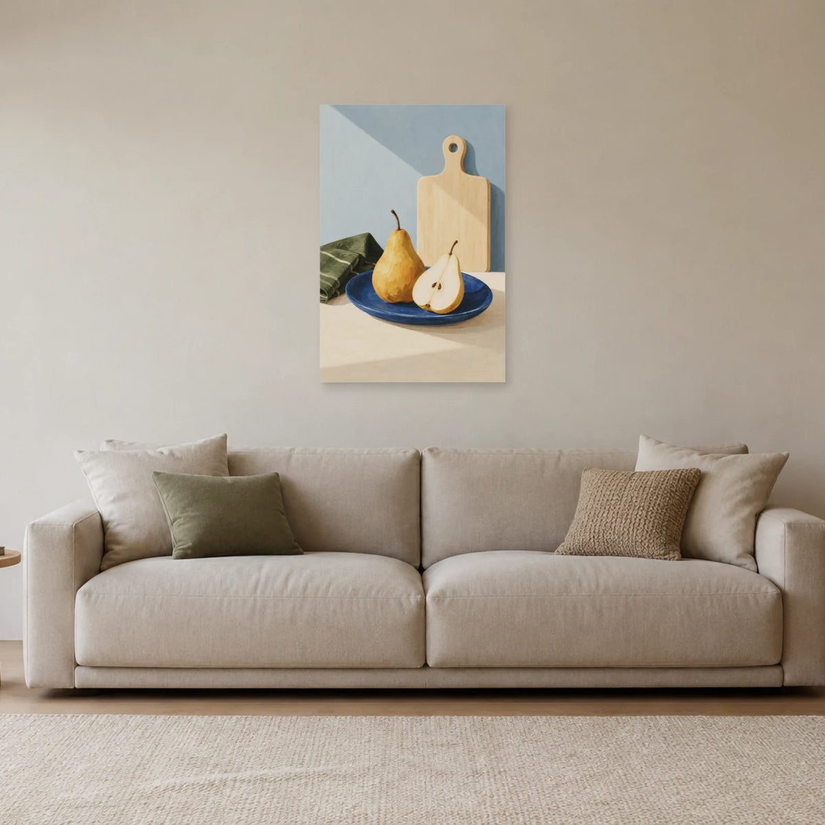 Affiche scandinave Cuisine à la poire et à la planche dans un salon - Art Virtuoso