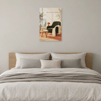 Affiche scandinave Lecture prendre le temps dans une chambre - Art Virtuoso