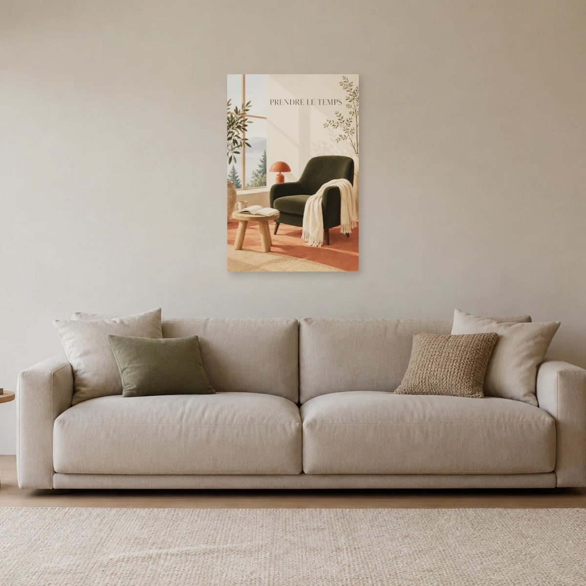 Affiche scandinave Lecture prendre le temps dans un salon - Art Virtuoso