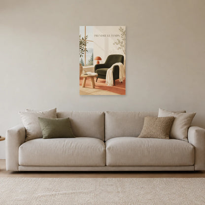 Affiche scandinave Lecture prendre le temps dans un salon - Art Virtuoso