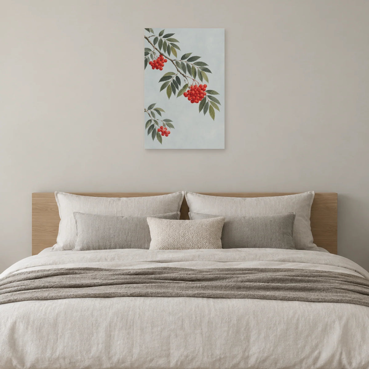 Affiche scandinave Sorbier aux baies rouges dans une chambre - Art Virtuoso