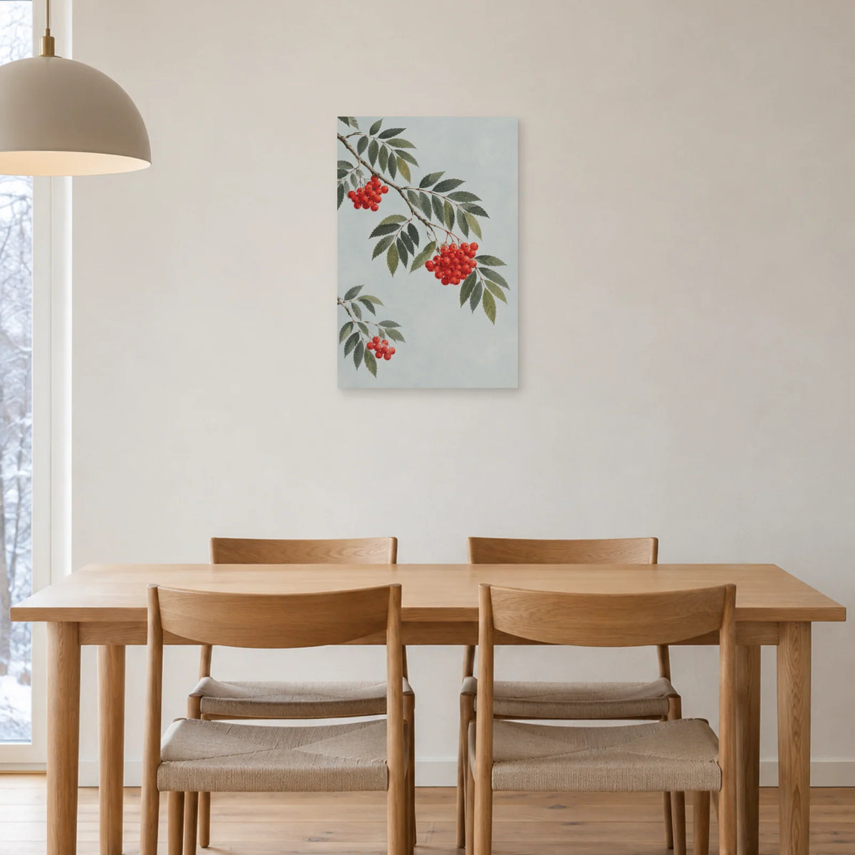 Affiche scandinave Sorbier aux baies rouges dans une salle à manger - Art Virtuoso