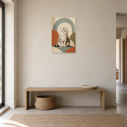 Affiche Scottish Fold – Géométrie douce dans une entrée ou un couloir - Art Virtuoso