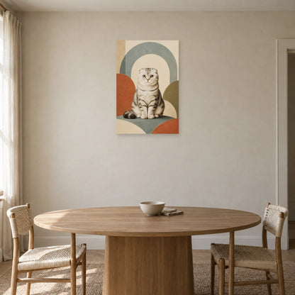 Affiche Scottish Fold – Géométrie douce dans une salle à manger - Art Virtuoso