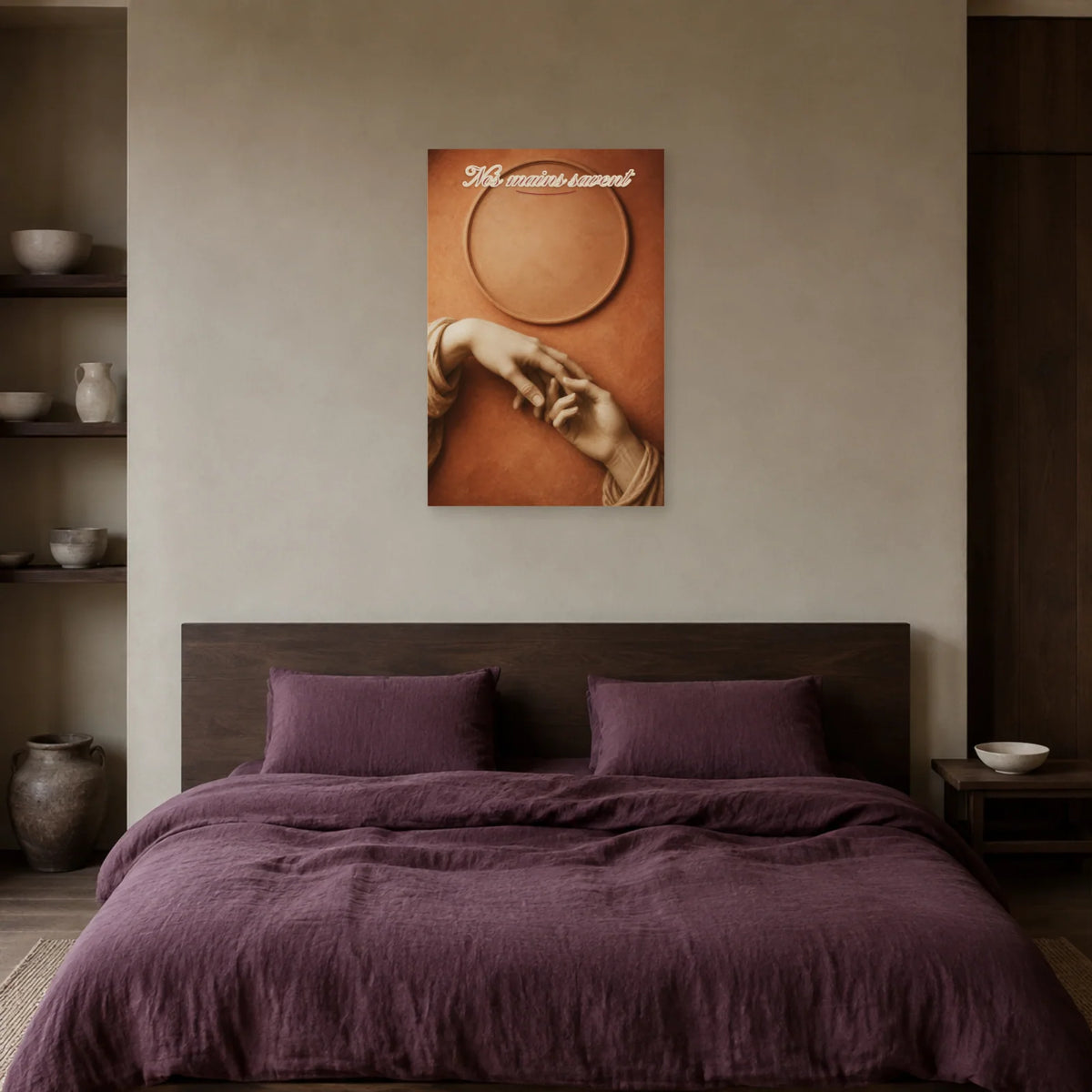 Affiche Nos mains savent - Sculpture romantique dans une chambre - Art Virtuoso
