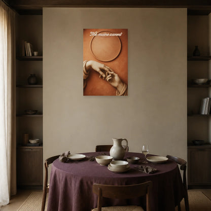 Affiche Nos mains savent - Sculpture romantique dans une salle à manger - Art Virtuoso