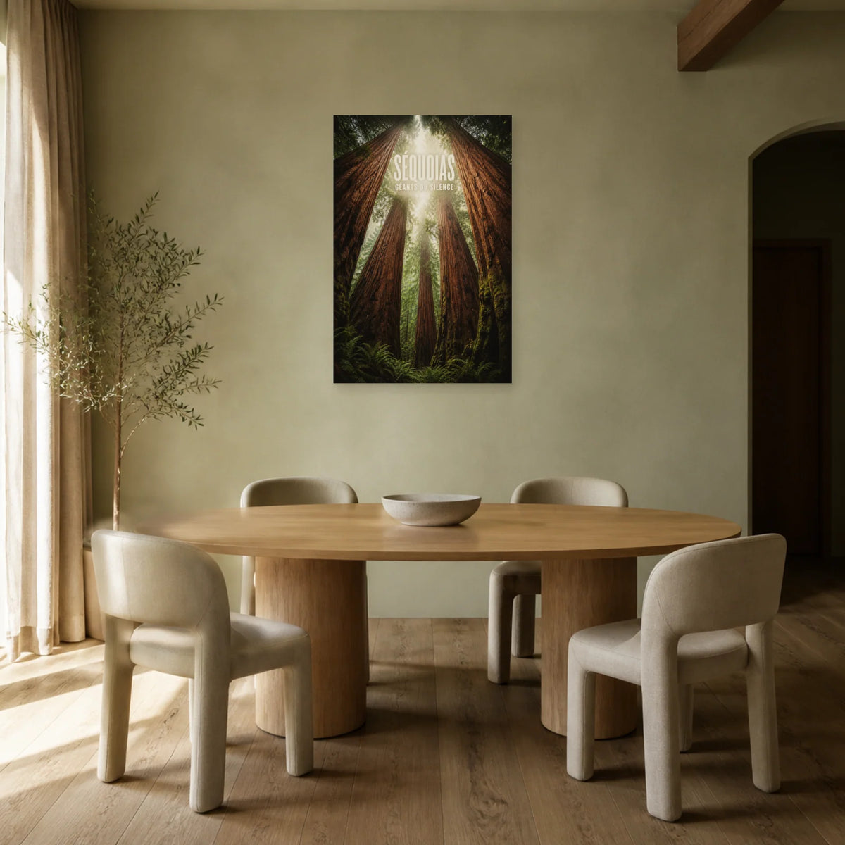 Affiche Séquoias – Géants du silence dans une salle à manger - Art Virtuoso