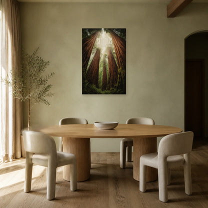 Affiche Séquoias – Géants du silence dans une salle à manger - Art Virtuoso
