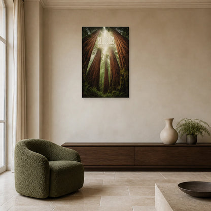 Affiche Séquoias – Géants du silence dans un salon - Art Virtuoso