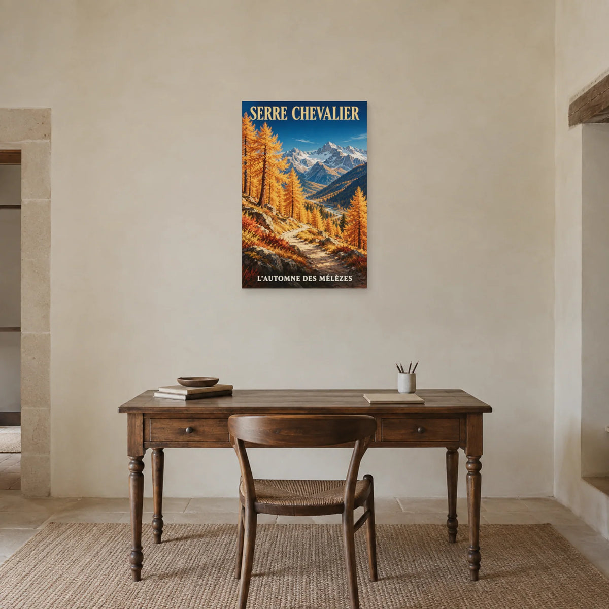 Affiche Serre Chevalier - Mélèzes d'automne dans un bureau - Art Virtuoso