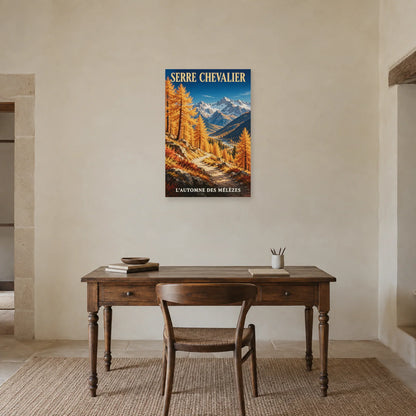 Affiche Serre Chevalier - Mélèzes d'automne dans un bureau - Art Virtuoso
