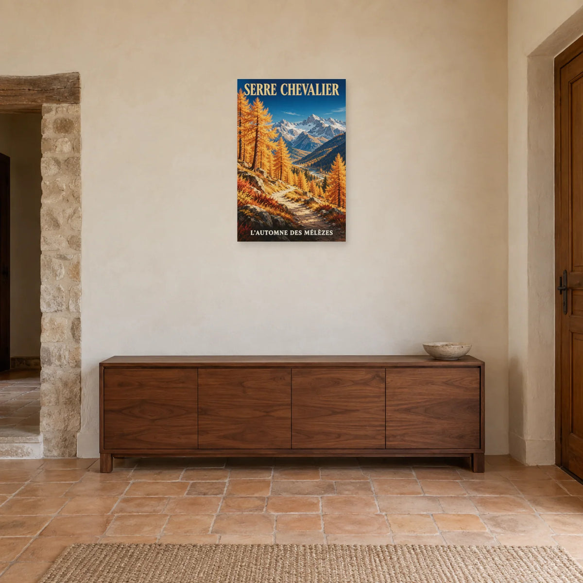 Affiche Serre Chevalier - Mélèzes d'automne dans une entrée ou un couloir - Art Virtuoso