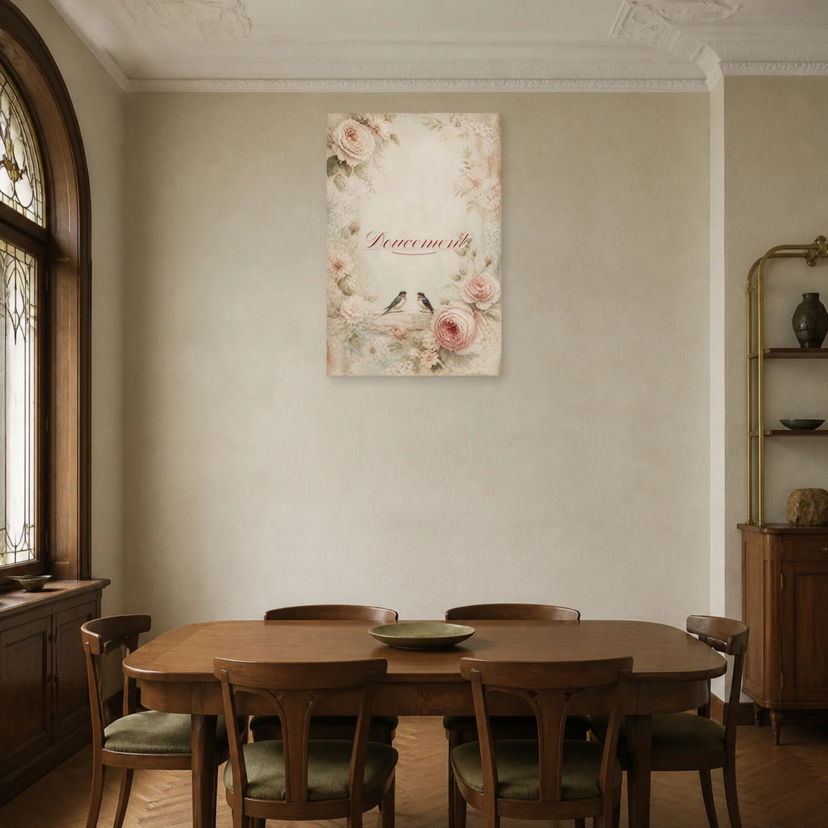 Affiche Doucement - Romance shabby dans une salle à manger - Art Virtuoso