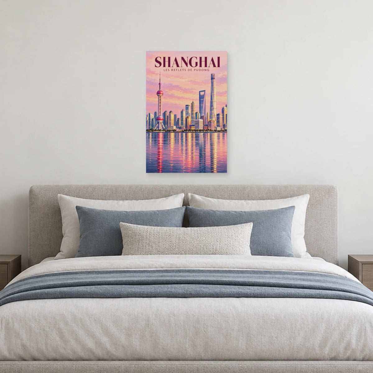 Affiche Shanghai Pudong et reflets dans une chambre - Art Virtuoso