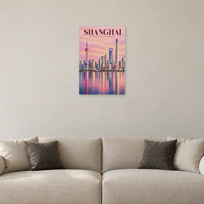 Affiche Shanghai Pudong et reflets dans un salon - Art Virtuoso